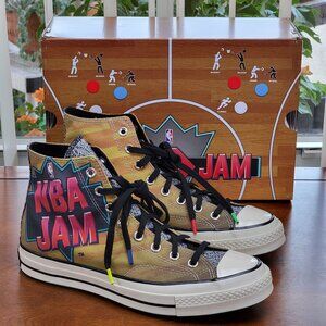 Converse Mens Chuck 70 Hi "NBA Jam" 171692C Brown/Solar Red/Electric Aqua Sz 9.5